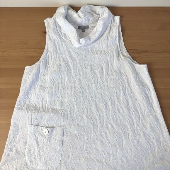 Habitat Blouse Tank Womens Large White Mock Neck Pocket Swirl Tank Top - Picture 10 of 10